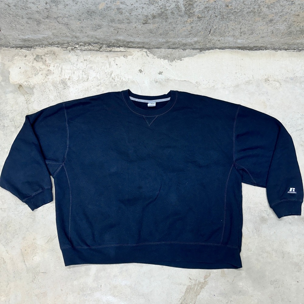 Russell Athletic Black Crewneck Sweatshirt 3XL Big Tall‎ Cotton Polyester Blend